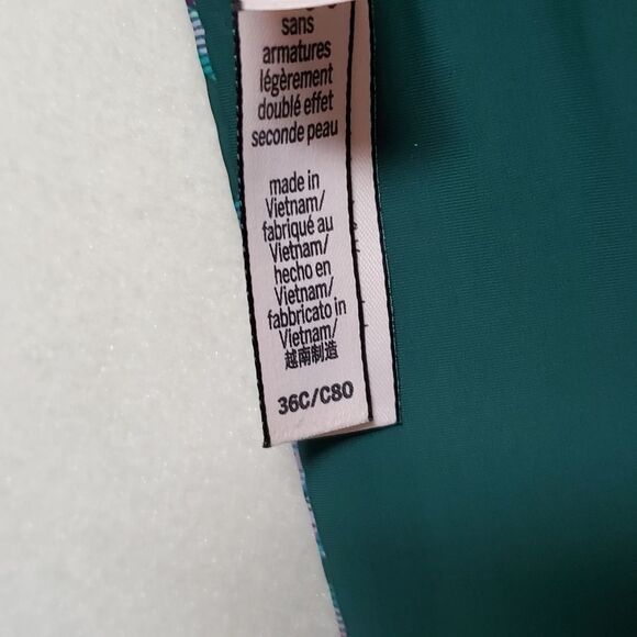 VICTORIA'S Secret Lightly Lined Wireless T-shirt Bra Green Pink Plaid Spell Out - Picture 9 of 12